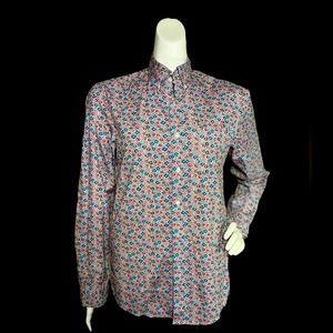 J. CREW MEN'S Stretch Blue Red Floral Slim Stretch Cotton Shirt Size Small
